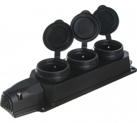 Розетка каучук с защитными крышками IP44 3-мест  EKF