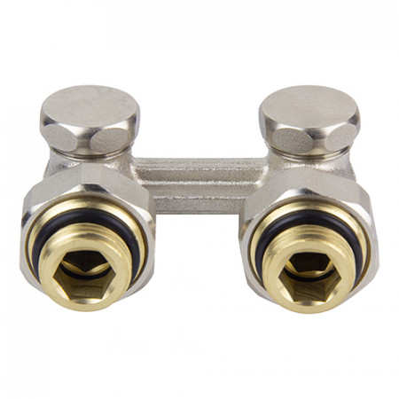 Двойной узел TEBO для нижнего подкл. радиатора угловой 1/2"х3/4"