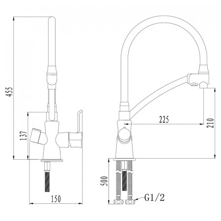 Смеситель д/к Comfort LM3070C гибкий излив с подкл. фильтра LEMARK