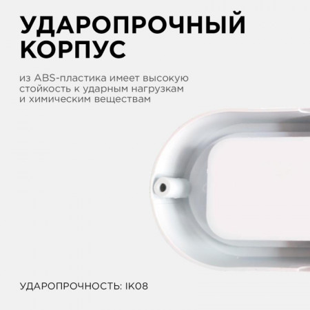 Светильник светод. APEYRON герметичный 8Вт, 650Лм, 6500К, IP65, 155х78х55мм, овал, матовый, белый