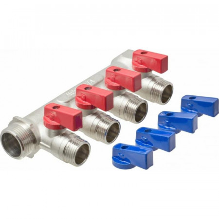 Коллектор с шаровыми кранами 3/4"х1/2" TIM  4 выхода