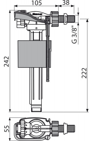 Клапан впуска боковой 3/8" ALCADRAIN  A150