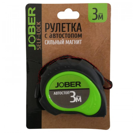 Рулетка JOBER авто-стоп, магнит  двухкомпонент. 3 м х 16 мм
