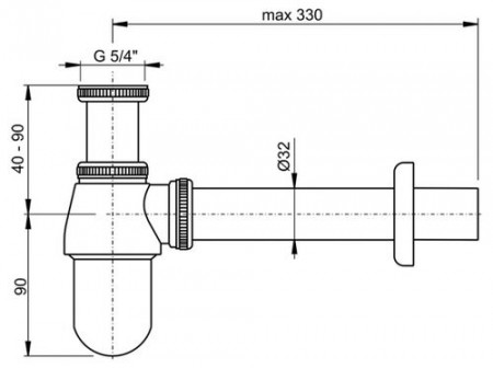 Сифон для умыв. ХРОМ без выпуска 1 1/4"- 32  BAS0802S
