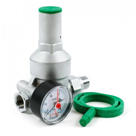 Редуктор давления мембранный со штуц. с манометром Zeissler 1/2"  ZSr.701.0104N