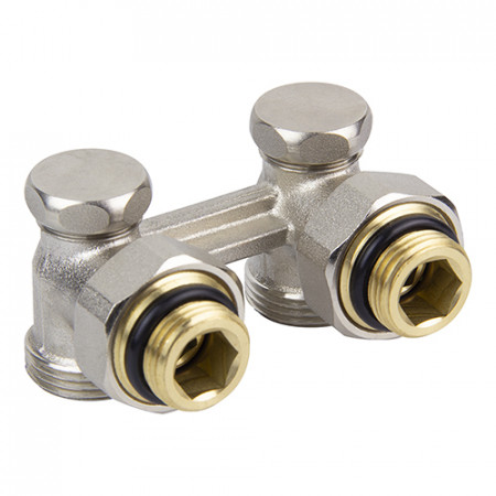 Двойной узел TEBO для нижнего подкл. радиатора угловой 1/2"х3/4"