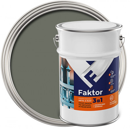 Грунт-эмаль на ржавчину 3 в 1 FAKTOR (серая)  6кг  Ярославские краски