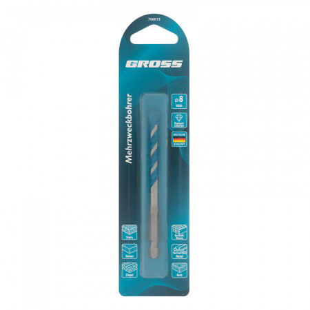 Сверло универсальное, Multipurpose PRO, 6-гр. хвостовик, 6мм Gross