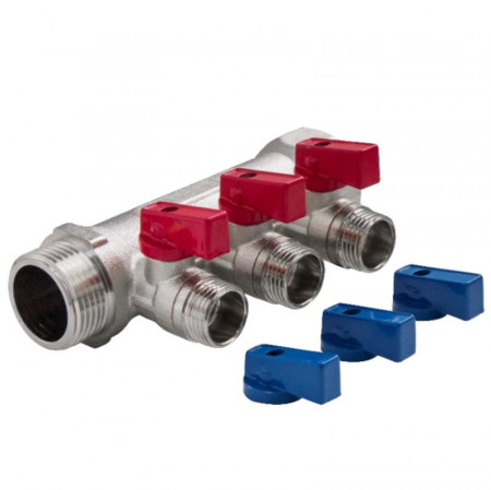 Коллектор с шаровыми кранами 3/4"х1/2" TIM  3 выхода