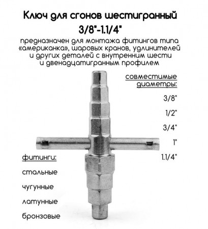 Ключ универс. шестигранный для разъемных соединений